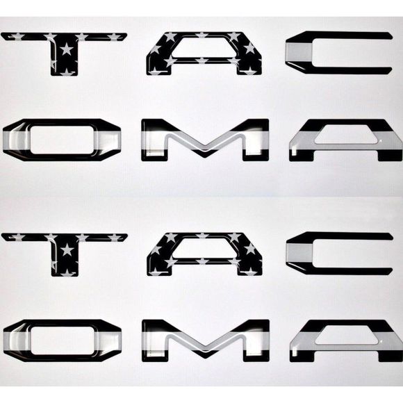 3D BLACKOUT USA FLAG  DOMED TAILGATE INSERT LETTERS TOYOTA TACOMA 2016-22 - Picture 1 of 9